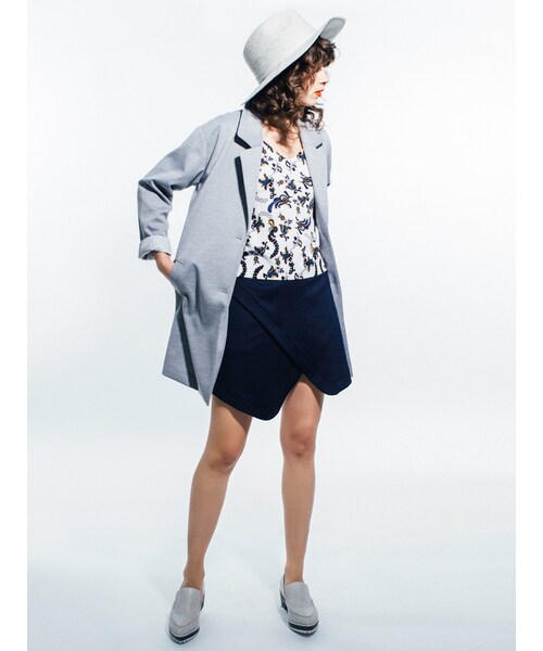 MURUA(ムルーア)の「【MODE】ワイドラペルチェスターコート(ジャケット/アウター・レディース・グレー/ブラック/ベージュ・F)」の5枚目の写真