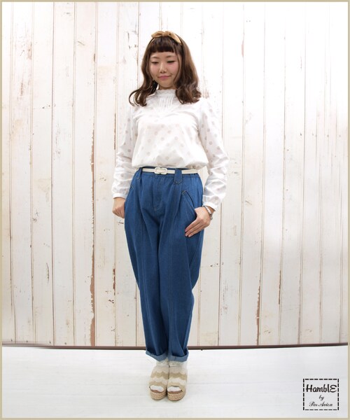 paravion（パラビオン）の「切替デニムパンツ３（パンツ・レディース・オフ/ブルー/デニム・ワンサイズ）」の4枚目の写真