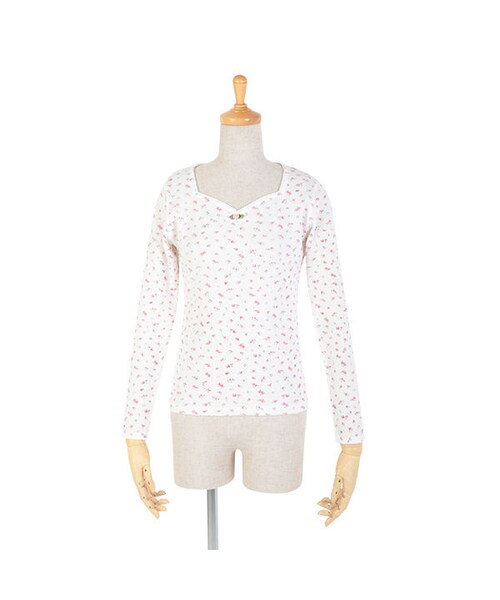 F i.n.t（フィント）の「サーマル小花柄プリントロンT/F&A（Tシャツ/カットソー・レディース・その他）」の2枚目の写真