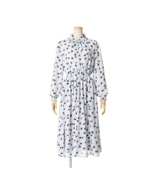 an another angelus(アンアナザーアンジェラス)の「ボウタイ花柄ロングワンピース/an another angelus(ワンピース・レディース・その他)」の3枚目の写真