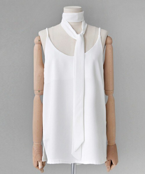 DHOLIC（ディーホリック）の「タイスカーフSETラウンドネックキャミソール（キャミソール・レディース・ブラック/ミント/ホワイトアイボリー・FREE）」の2枚目の写真