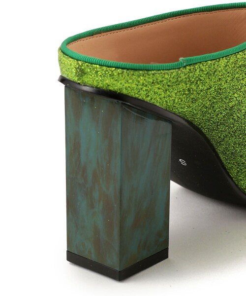 G.V.G.V.(ジーヴィージーヴィー)の「GLITTER MARBLE HEEL MULES(シューズ・レディース・BROWN/GREEN・S/M/L)」の5枚目の写真