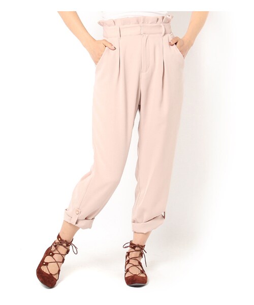 PAGEBOY(ページボーイ)の「ハイウエストリボン付きテーパードパンツ(パンツ・レディース・ブラック/ピンク)」の11枚目の写真