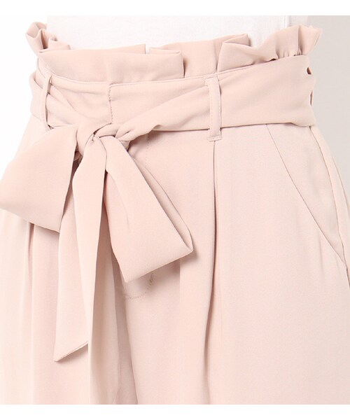 PAGEBOY(ページボーイ)の「ハイウエストリボン付きテーパードパンツ(パンツ・レディース・ブラック/ピンク)」の5枚目の写真