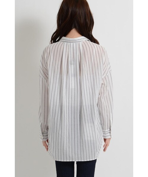 LOSICARIE(ロシカリエ)の「ストライプシャツ(トップス・レディース・柄物オフホワイト/柄物ネイビー・M)」の4枚目の写真