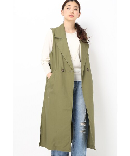 JOURNAL STANDARD（ジャーナルスタンダード）の「シルケットバックサテン ロングジレ（ジャケット/アウター・ベージュ/カーキ・フリー）」の2枚目の写真