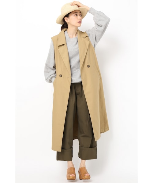 JOURNAL STANDARD（ジャーナルスタンダード）の「シルケットバックサテン ロングジレ（ジャケット/アウター・ベージュ/カーキ・フリー）」の3枚目の写真