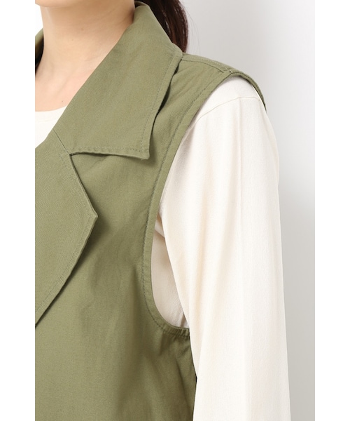 JOURNAL STANDARD（ジャーナルスタンダード）の「シルケットバックサテン ロングジレ（ジャケット/アウター・ベージュ/カーキ・フリー）」の10枚目の写真