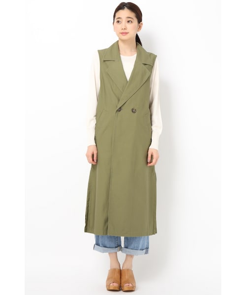 JOURNAL STANDARD（ジャーナルスタンダード）の「シルケットバックサテン ロングジレ（ジャケット/アウター・ベージュ/カーキ・フリー）」の5枚目の写真