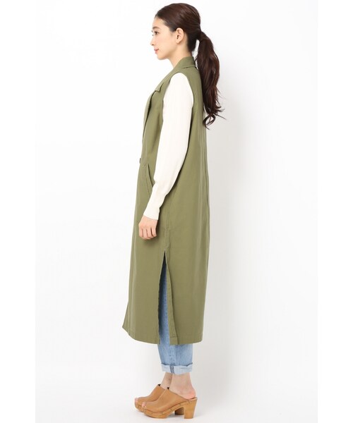 JOURNAL STANDARD（ジャーナルスタンダード）の「シルケットバックサテン ロングジレ（ジャケット/アウター・ベージュ/カーキ・フリー）」の6枚目の写真