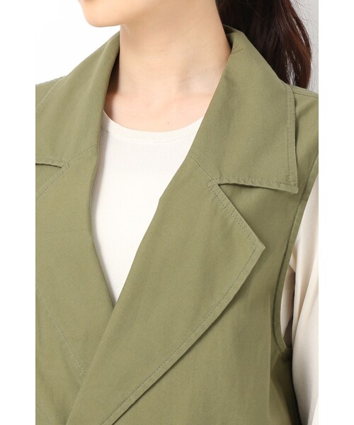 JOURNAL STANDARD（ジャーナルスタンダード）の「シルケットバックサテン ロングジレ（ジャケット/アウター・ベージュ/カーキ・フリー）」の8枚目の写真