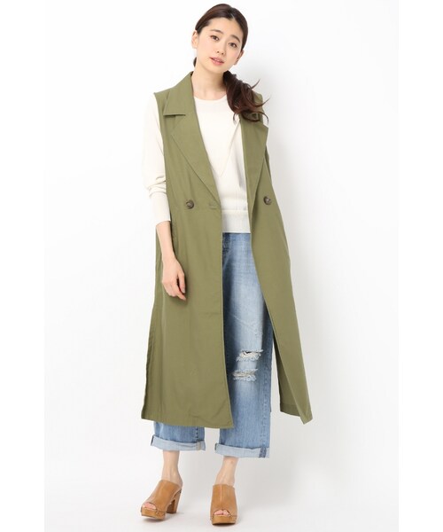 JOURNAL STANDARD（ジャーナルスタンダード）の「シルケットバックサテン ロングジレ（ジャケット/アウター・ベージュ/カーキ・フリー）」の4枚目の写真