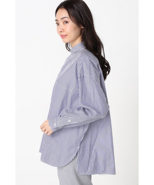 La TOTALITE（ラトータリテ）の「TICCA ロングスリーブストライプS BIG シャツ（トップス・ネイビー・フリー）」の5枚目の写真