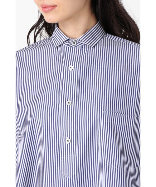 La TOTALITE（ラトータリテ）の「TICCA ロングスリーブストライプS BIG シャツ（トップス・ネイビー・フリー）」の7枚目の写真