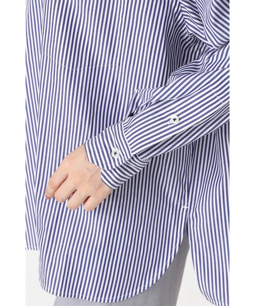 La TOTALITE（ラトータリテ）の「TICCA ロングスリーブストライプS BIG シャツ（トップス・ネイビー・フリー）」の12枚目の写真