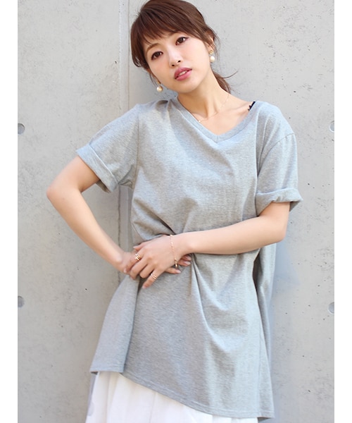 MICOAMERI(ミコアメリ)の「バックチュールTシャツワンピース(ミニワンピース・レディース・other/WHT/GRY/BLK・/F)」の4枚目の写真
