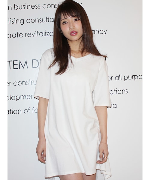 MICOAMERI(ミコアメリ)の「バックチュールTシャツワンピース(ミニワンピース・レディース・other/WHT/GRY/BLK・/F)」の2枚目の写真