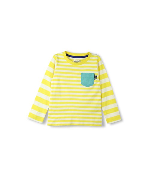 BRANSHES（ブランシェス）の「切替えボーダー長袖Tシャツ（Tシャツ/カットソー・キッズ・イエロー/ネイビーブルー/レッド・80～150）」の3枚目の写真