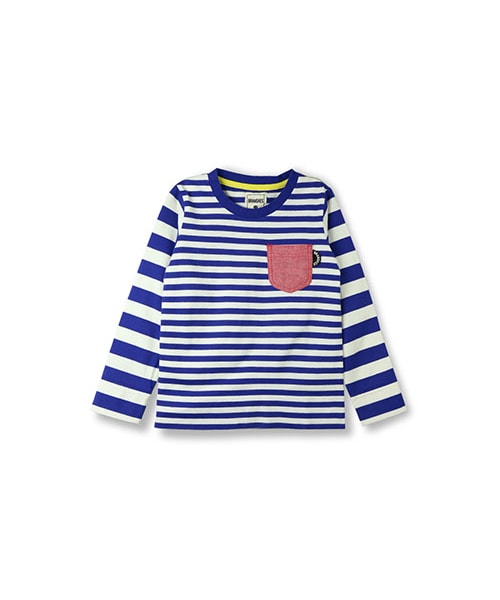 BRANSHES（ブランシェス）の「切替えボーダー長袖Tシャツ（Tシャツ/カットソー・キッズ・イエロー/ネイビーブルー/レッド・80～150）」の2枚目の写真