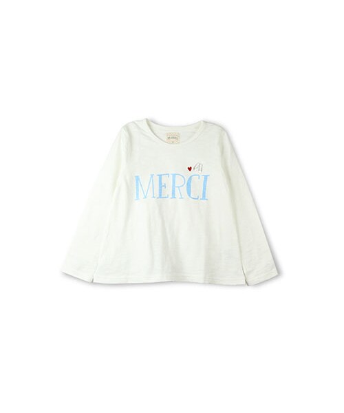 BRANSHES(ブランシェス)の「ロゴ×刺繍長袖Tシャツ(Tシャツ/カットソー・キッズ・オフホワイト/サックス・80~150)」の1枚目の写真