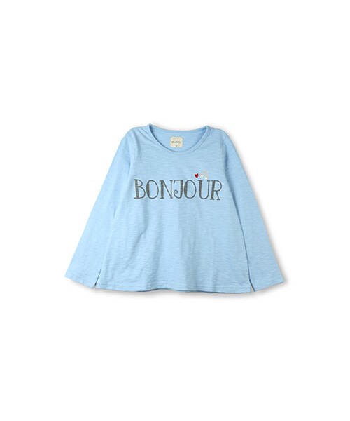 BRANSHES(ブランシェス)の「ロゴ×刺繍長袖Tシャツ(Tシャツ/カットソー・キッズ・オフホワイト/サックス・80~150)」の2枚目の写真