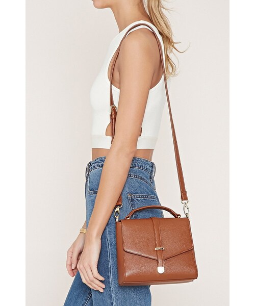 FOREVER 21（フォーエバー トゥエンティーワン）の「FOREVER 21 faux leather crossbody satchel（ショルダーバッグ・レディース・Black/Brown・ONE SIZE）」の14枚目の写真