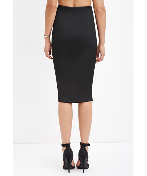FOREVER 21(フォーエバー トゥエンティーワン)の「FOREVER 21 ribbed bodycon midi skirt(スカート・レディース・Black・S)」の4枚目の写真