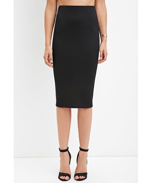FOREVER 21(フォーエバー トゥエンティーワン)の「FOREVER 21 ribbed bodycon midi skirt(スカート・レディース・Black・S)」の5枚目の写真