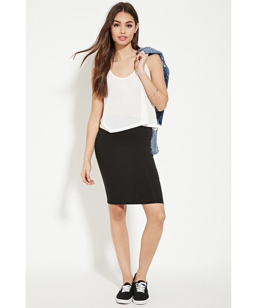 FOREVER 21（フォーエバー トゥエンティーワン）の「FOREVER 21 cotton-blend pencil skirt（スカート・レディース・Black/Brown/Gray/Blue/Red/White・S/M/L）」の19枚目の写真