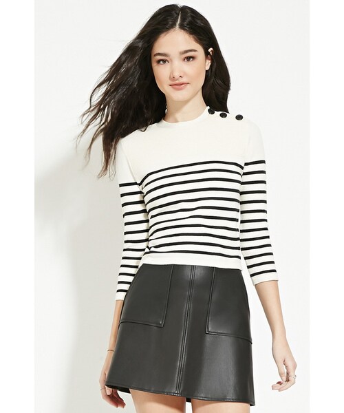 FOREVER 21(フォーエバー トゥエンティーワン)の「FOREVER 21 striped sweater top(ニット/セーター・レディース・White/Blue・S/M/L)」の6枚目の写真