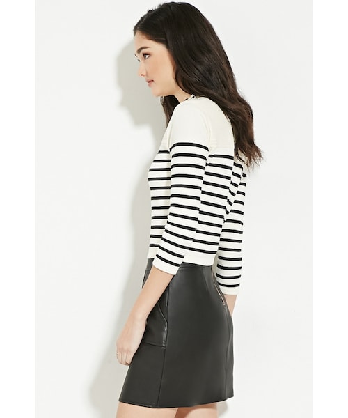 FOREVER 21(フォーエバー トゥエンティーワン)の「FOREVER 21 striped sweater top(ニット/セーター・レディース・White/Blue・S/M/L)」の7枚目の写真
