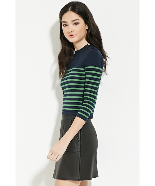 FOREVER 21(フォーエバー トゥエンティーワン)の「FOREVER 21 striped sweater top(ニット/セーター・レディース・White/Blue・S/M/L)」の8枚目の写真