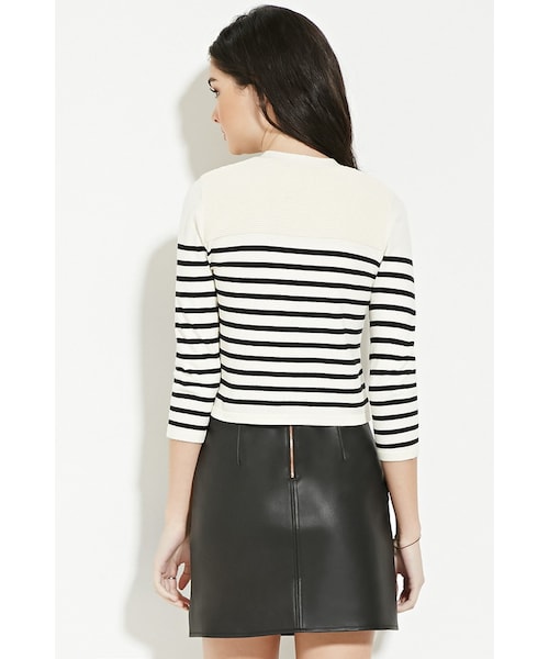 FOREVER 21(フォーエバー トゥエンティーワン)の「FOREVER 21 striped sweater top(ニット/セーター・レディース・White/Blue・S/M/L)」の4枚目の写真