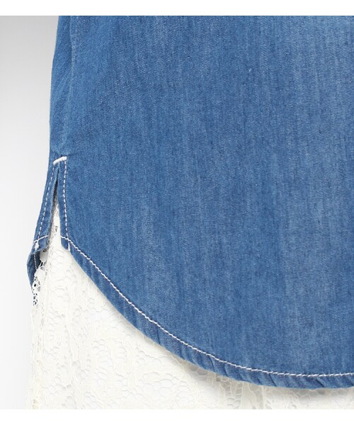 laboratory work(ラボラトリーワーク)の「比翼デニムシャツ(トップス・レディース・サックス/インディゴ・M)」の8枚目の写真