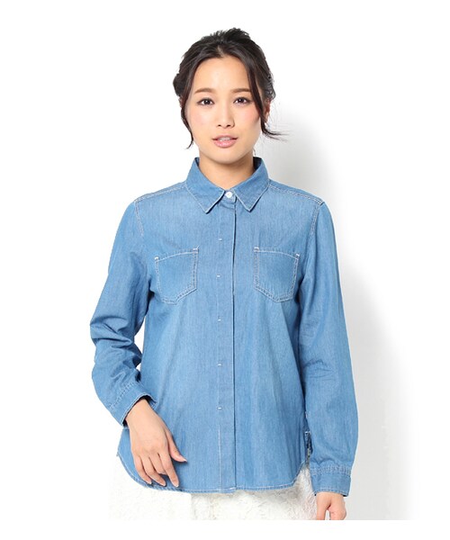 laboratory work(ラボラトリーワーク)の「比翼デニムシャツ(トップス・レディース・サックス/インディゴ・M)」の1枚目の写真