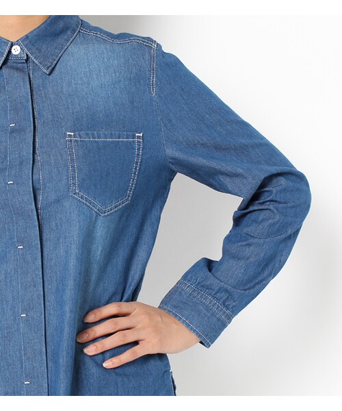 laboratory work(ラボラトリーワーク)の「比翼デニムシャツ(トップス・レディース・サックス/インディゴ・M)」の7枚目の写真