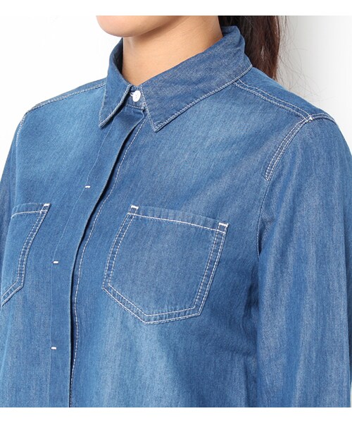 laboratory work(ラボラトリーワーク)の「比翼デニムシャツ(トップス・レディース・サックス/インディゴ・M)」の5枚目の写真