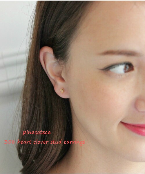 pinacoteca(ピナコテーカ)の「ピナコテーカ 356 ハート クローバー スタッド ピアス(ピアス(両耳用)・レディース・ゴールド・Free)」の2枚目の写真