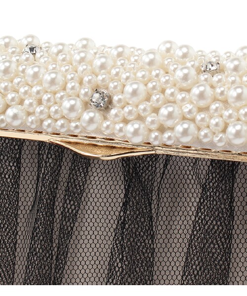 laboratory work（ラボラトリーワーク）の「パール付チュールパーティバッグ（バッグ・レディース・ブラック系/ライトベージュ）」の6枚目の写真