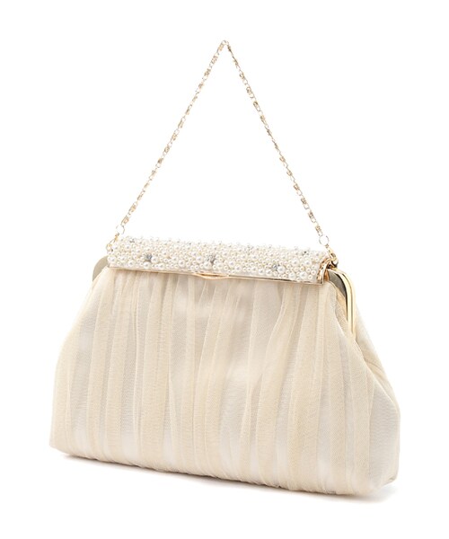 laboratory work（ラボラトリーワーク）の「パール付チュールパーティバッグ（バッグ・レディース・ブラック系/ライトベージュ）」の2枚目の写真