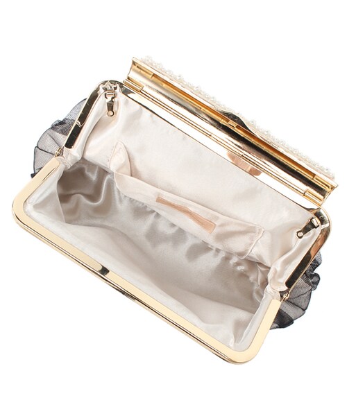 laboratory work（ラボラトリーワーク）の「パール付チュールパーティバッグ（バッグ・レディース・ブラック系/ライトベージュ）」の9枚目の写真