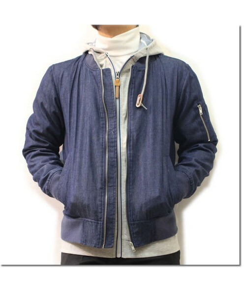 Cuirs（キュイー）の「コットンスリムMA-1ジャケット（ミリタリージャケット・メンズ・ブラック/ネイビー/デニム・M/L）」の3枚目の写真