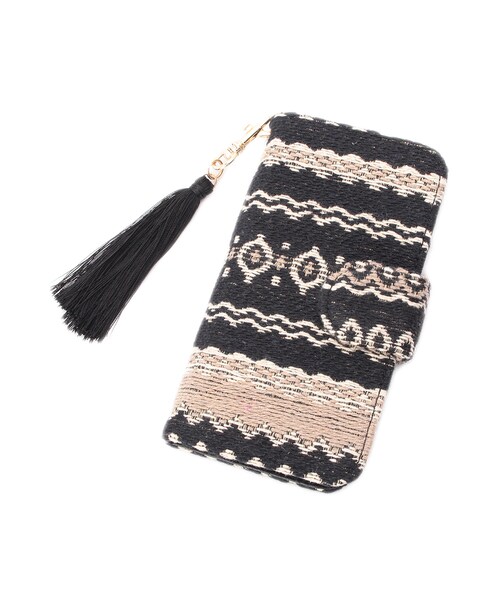 OZOC（オゾック）の「エスニック刺しゅうスマホケース（財布/小物・レディース・ブラウン/オフホワイト/ブラック・その他）」の3枚目の写真
