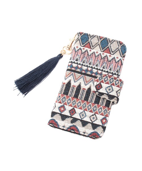 OZOC（オゾック）の「エスニック刺しゅうスマホケース（財布/小物・レディース・ブラウン/オフホワイト/ブラック・その他）」の2枚目の写真