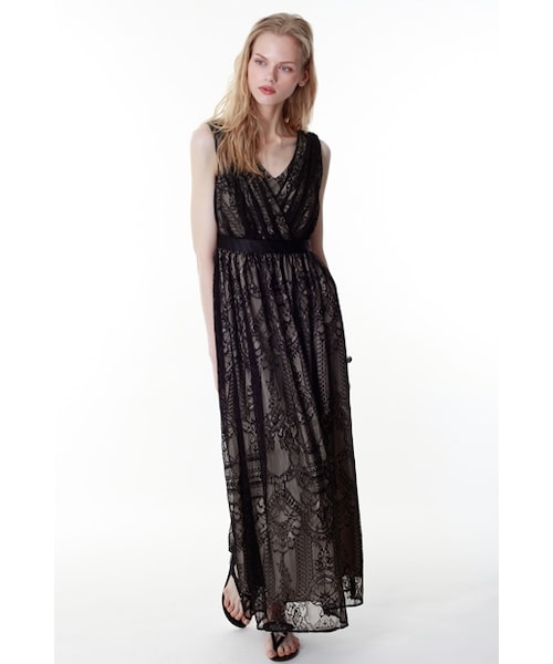 【美品】グレースコンチネンタル　レースカシュクールドレス　ワンピース　マキシ丈 GRACE CONTINENTAL（グレースコンチネンタル）の「レースカシュクール