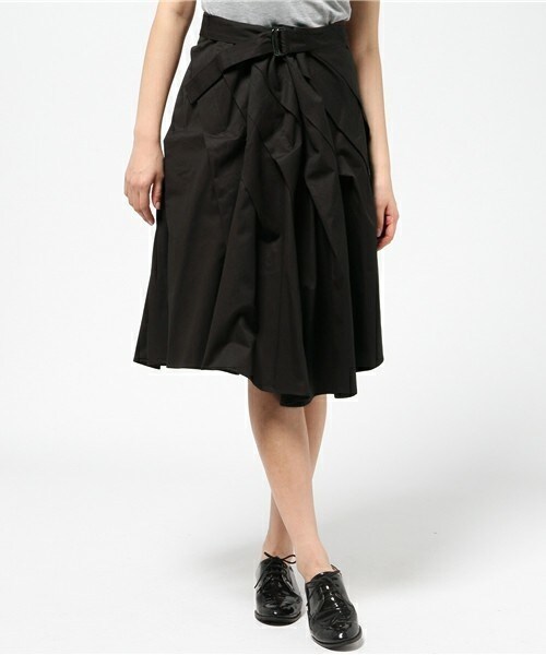 gomme(ゴム)の「タックスカート(スカート・レディース・ブラック/チャコールグレー・MEDIUM)」の2枚目の写真