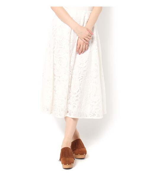 PAGEBOY(ページボーイ)の「【non-no5月号】レースワイドパンツ(パンツ・レディース・オフホワイト/ブラック)」の1枚目の写真