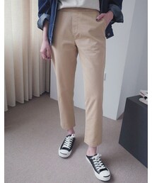 mooncat | 鬆緊直筒休閒褲色(パンツ)