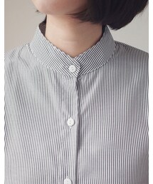 mooncat | 中山領直條襯衫色(トップス)