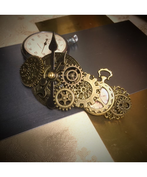 Vintage バレッタ　セット Handmade（ハンドメイド）の「再販160226 時計の文字盤と懐中